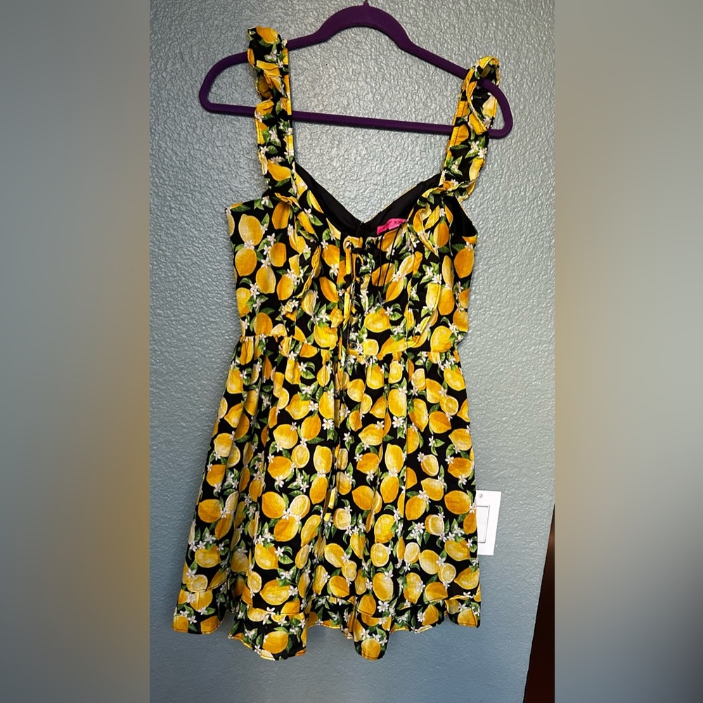 Betsey Johnson Black Lemon Print Sundress